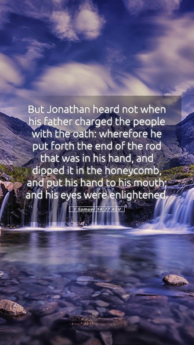 Picture 05 - 1 Samuel 14:27 ASV Mobile Phone Wallpaper - But Jonathan heard not when his father charged - Mobile Bible Verse Wallpaper