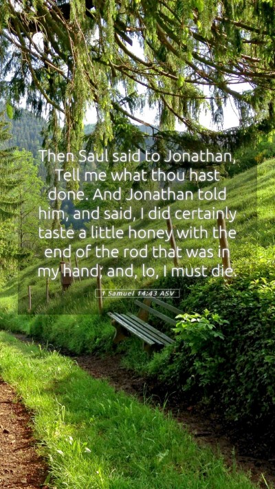 Picture 05 - 1 Samuel 14:43 ASV Mobile Phone Wallpaper - Then Saul said to Jonathan, Tell me what thou - Mobile Bible Verse Wallpaper