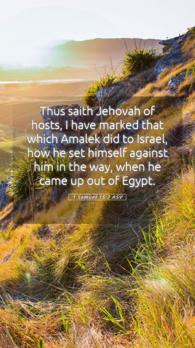 Picture 05 - 1 Samuel 15:2 ASV Mobile Phone Wallpaper - Thus saith Jehovah of hosts, I have marked that - Mobile Bible Verse Wallpaper