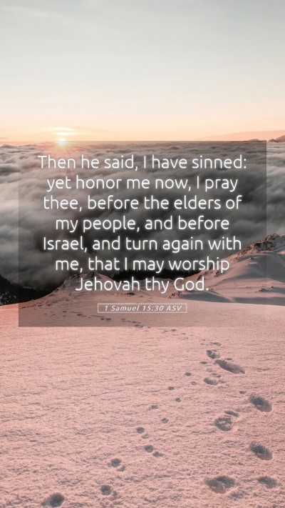 Picture 05 - 1 Samuel 15:30 ASV Mobile Phone Wallpaper - Then he said, I have sinned: yet honor me now, I - Mobile Bible Verse Wallpaper