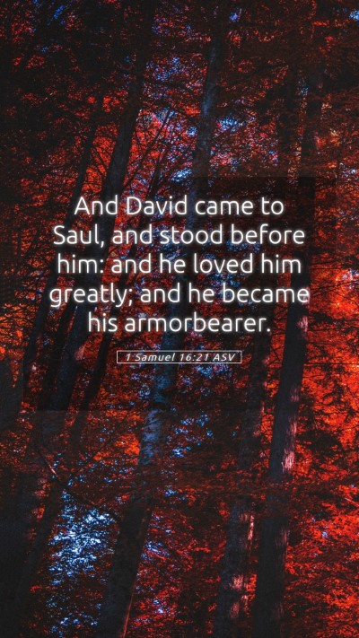 Picture 05 - 1 Samuel 16:21 ASV Mobile Phone Wallpaper - And David came to Saul, and stood before him: and - Mobile Bible Verse Wallpaper