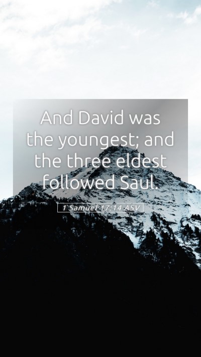 Picture 05 - 1 Samuel 17:14 ASV Mobile Phone Wallpaper - And David was the youngest; and the three eldest - Mobile Bible Verse Wallpaper