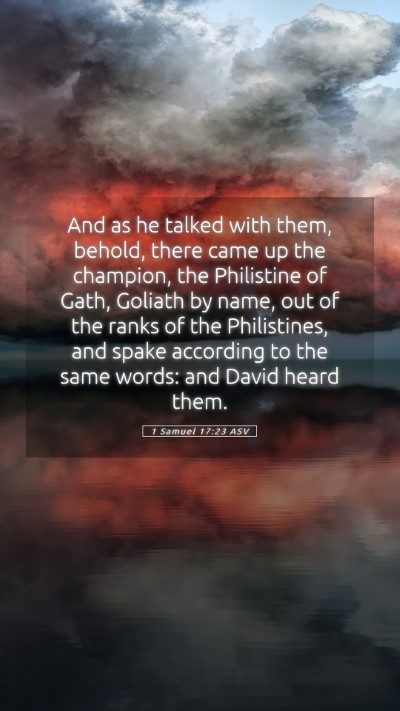 Picture 05 - 1 Samuel 17:23 ASV Mobile Phone Wallpaper - And as he talked with them, behold, there came up - Mobile Bible Verse Wallpaper