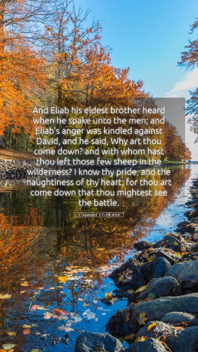 Picture 05 - 1 Samuel 17:28 ASV Mobile Phone Wallpaper - And Eliab his eldest brother heard when he spake - Mobile Bible Verse Wallpaper