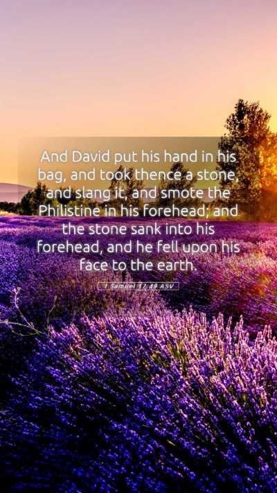 Picture 05 - 1 Samuel 17:49 ASV Mobile Phone Wallpaper - And David put his hand in his bag, and took - Mobile Bible Verse Wallpaper