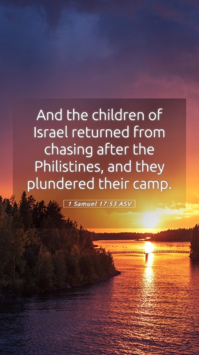 Picture 05 - 1 Samuel 17:53 ASV Mobile Phone Wallpaper - And the children of Israel returned from chasing - Mobile Bible Verse Wallpaper