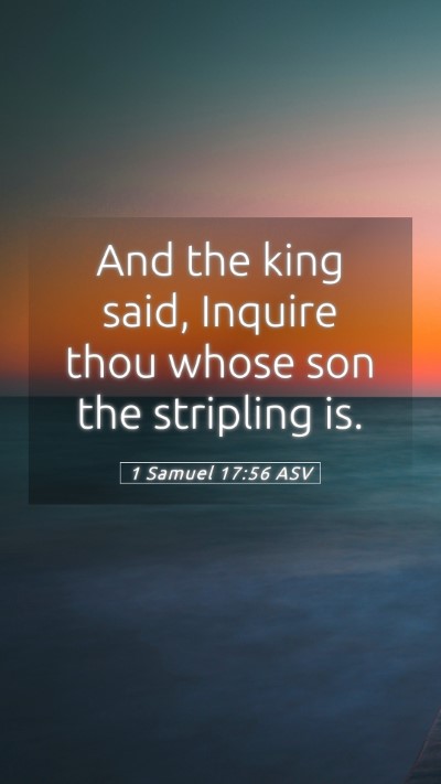 Picture 05 - 1 Samuel 17:56 ASV Mobile Phone Wallpaper - And the king said, Inquire thou whose son the - Mobile Bible Verse Wallpaper