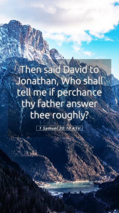 Picture 05 - 1 Samuel 20:10 ASV Mobile Phone Wallpaper - Then said David to Jonathan, Who shall tell me if - Mobile Bible Verse Wallpaper