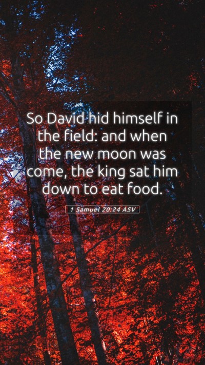 Picture 05 - 1 Samuel 20:24 ASV Mobile Phone Wallpaper - So David hid himself in the field: and when the - Mobile Bible Verse Wallpaper