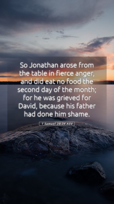 Picture 05 - 1 Samuel 20:34 ASV Mobile Phone Wallpaper - So Jonathan arose from the table in fierce anger, - Mobile Bible Verse Wallpaper