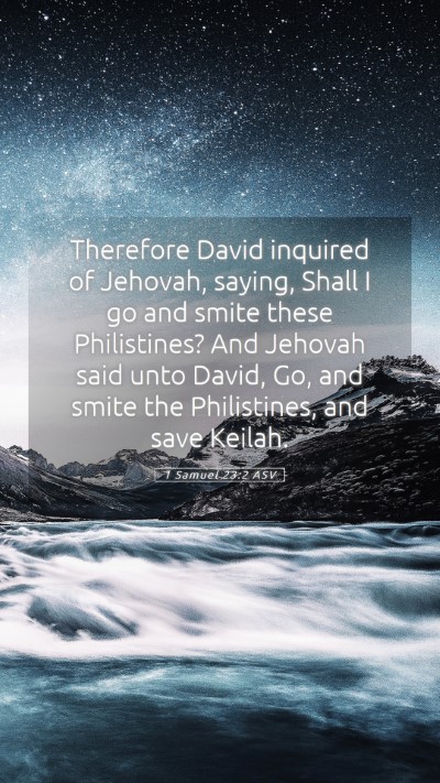 Picture 05 - 1 Samuel 23:2 ASV Mobile Phone Wallpaper - Therefore David inquired of Jehovah, saying, - Mobile Bible Verse Wallpaper