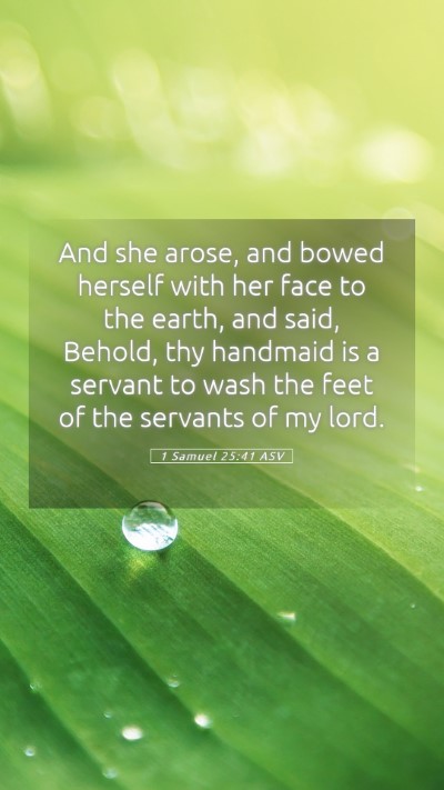 Picture 05 - 1 Samuel 25:41 ASV Mobile Phone Wallpaper - And she arose, and bowed herself with her face to - Mobile Bible Verse Wallpaper