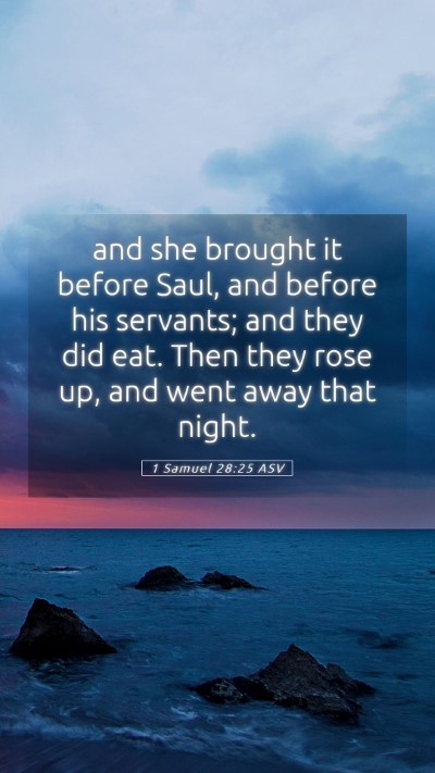 Picture 05 - 1 Samuel 28:25 ASV Mobile Phone Wallpaper - and she brought it before Saul, and before his - Mobile Bible Verse Wallpaper