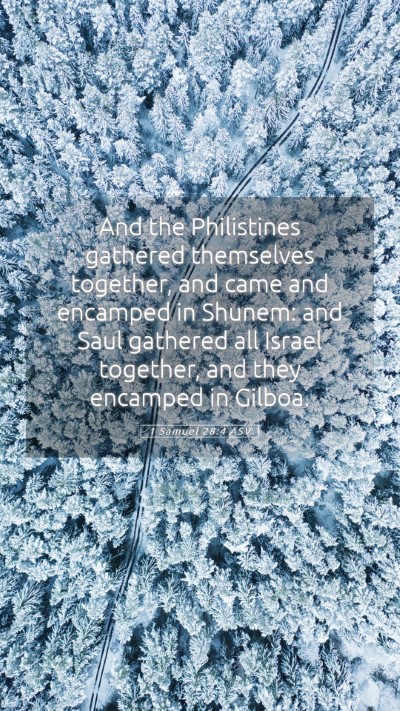 Picture 05 - 1 Samuel 28:4 ASV Mobile Phone Wallpaper - And the Philistines gathered themselves together, - Mobile Bible Verse Wallpaper