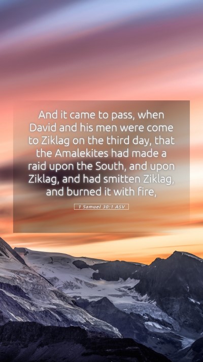 Picture 05 - 1 Samuel 30:1 ASV Mobile Phone Wallpaper - And it came to pass, when David and his men were - Mobile Bible Verse Wallpaper