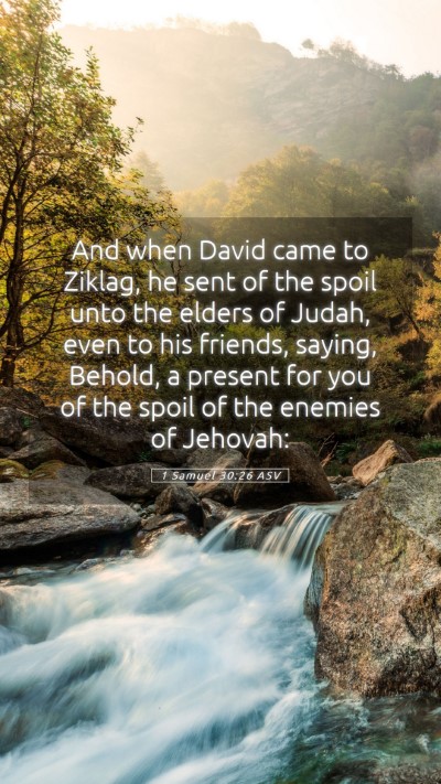 Picture 05 - 1 Samuel 30:26 ASV Mobile Phone Wallpaper - And when David came to Ziklag, he sent of the - Mobile Bible Verse Wallpaper