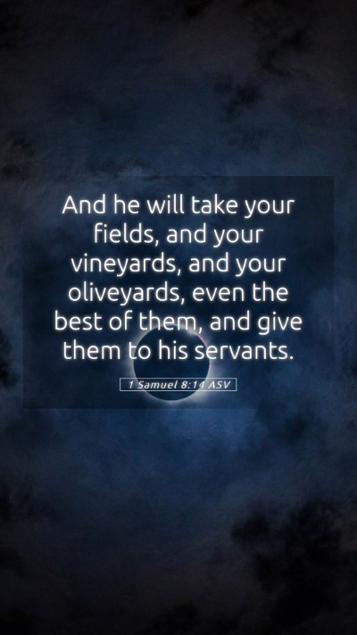 Picture 05 - 1 Samuel 8:14 ASV Mobile Phone Wallpaper - And he will take your fields, and your vineyards, - Mobile Bible Verse Wallpaper