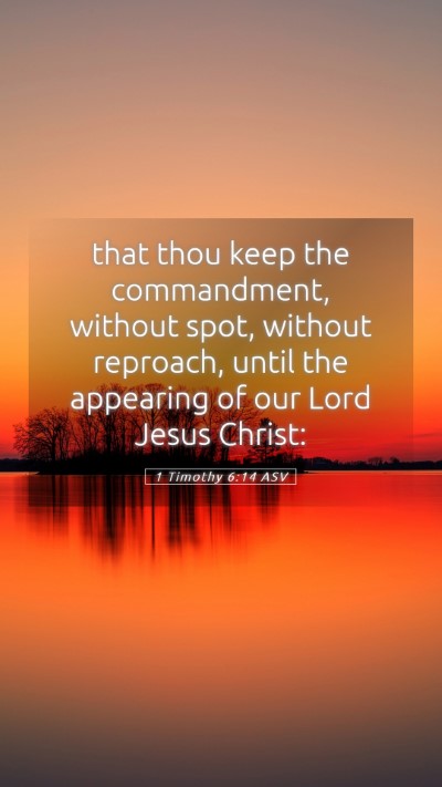 Picture 05 - 1 Timothy 6:14 ASV Mobile Phone Wallpaper - that thou keep the commandment, without spot, - Mobile Bible Verse Wallpaper