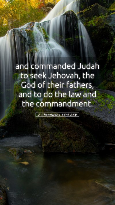 Picture 05 - 2 Chronicles 14:4 ASV Mobile Phone Wallpaper - and commanded Judah to seek Jehovah, the God of - Mobile Bible Verse Wallpaper
