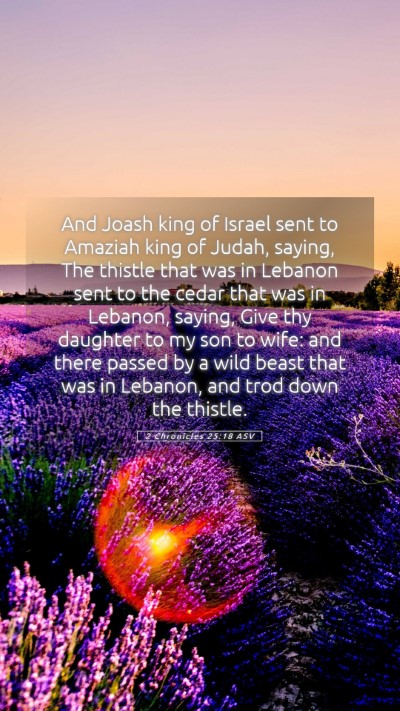 Picture 05 - 2 Chronicles 25:18 ASV Mobile Phone Wallpaper - And Joash king of Israel sent to Amaziah king of - Mobile Bible Verse Wallpaper