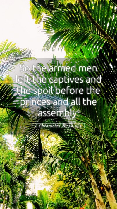 Picture 05 - 2 Chronicles 28:14 ASV Mobile Phone Wallpaper - So the armed men left the captives and the spoil - Mobile Bible Verse Wallpaper