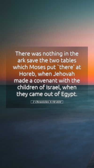 Picture 05 - 2 Chronicles 5:10 ASV Mobile Phone Wallpaper - There was nothing in the ark save the two tables - Mobile Bible Verse Wallpaper
