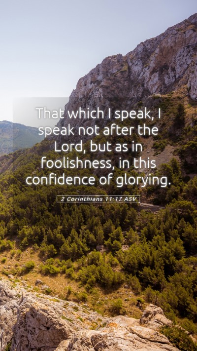 Picture 05 - 2 Corinthians 11:17 ASV Mobile Phone Wallpaper - That which I speak, I speak not after the Lord, - Mobile Bible Verse Wallpaper