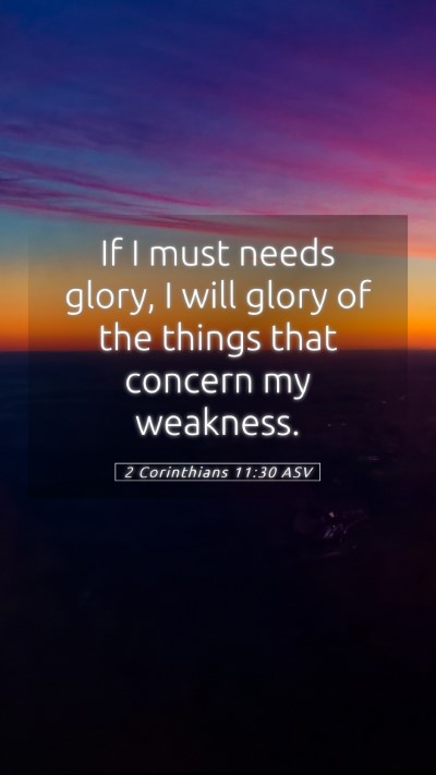 Picture 05 - 2 Corinthians 11:30 ASV Mobile Phone Wallpaper - If I must needs glory, I will glory of the things - Mobile Bible Verse Wallpaper