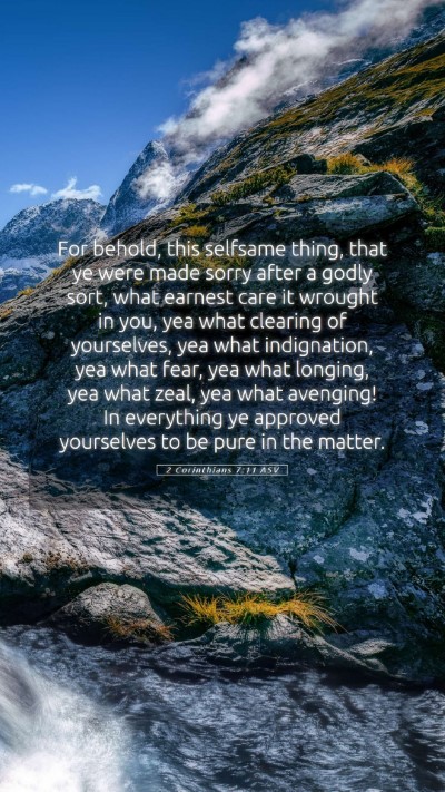 Picture 05 - 2 Corinthians 7:11 ASV Mobile Phone Wallpaper - For behold, this selfsame thing, that ye were - Mobile Bible Verse Wallpaper
