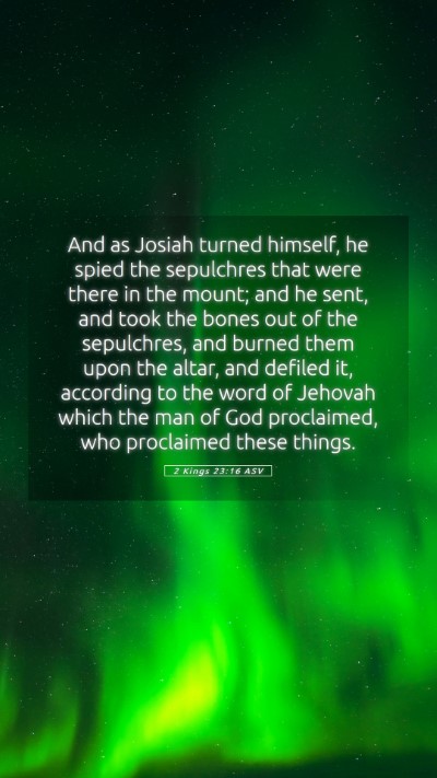 Picture 05 - 2 Kings 23:16 ASV Mobile Phone Wallpaper - And as Josiah turned himself, he spied the - Mobile Bible Verse Wallpaper