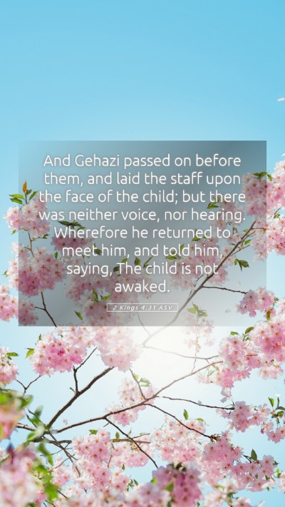 Picture 05 - 2 Kings 4:31 ASV Mobile Phone Wallpaper - And Gehazi passed on before them, and laid the - Mobile Bible Verse Wallpaper