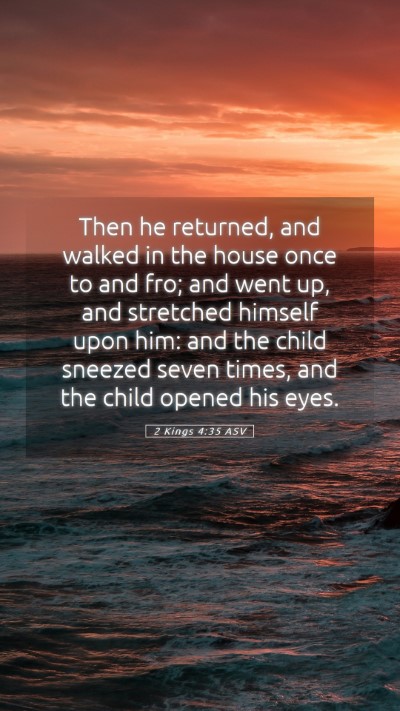 Picture 05 - 2 Kings 4:35 ASV Mobile Phone Wallpaper - Then he returned, and walked in the house once to - Mobile Bible Verse Wallpaper