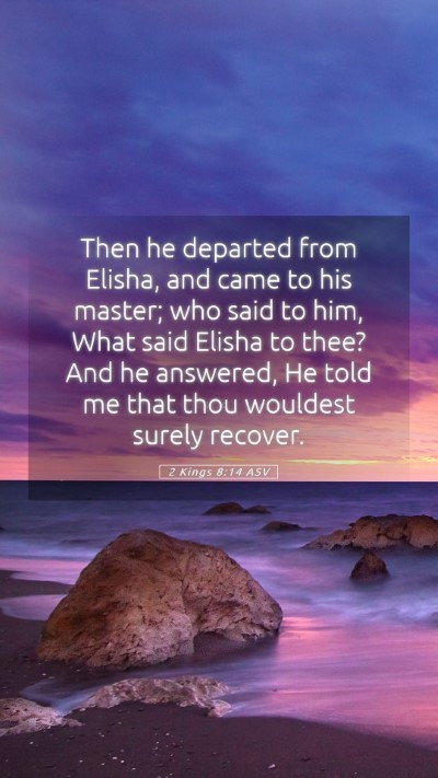 Picture 05 - 2 Kings 8:14 ASV Mobile Phone Wallpaper - Then he departed from Elisha, and came to his - Mobile Bible Verse Wallpaper