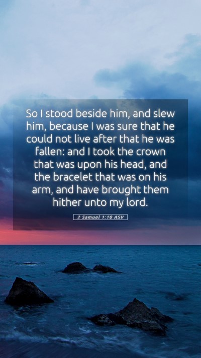 Picture 05 - 2 Samuel 1:10 ASV Mobile Phone Wallpaper - So I stood beside him, and slew him, because I - Mobile Bible Verse Wallpaper