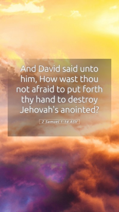 Picture 05 - 2 Samuel 1:14 ASV Mobile Phone Wallpaper - And David said unto him, How wast thou not afraid - Mobile Bible Verse Wallpaper
