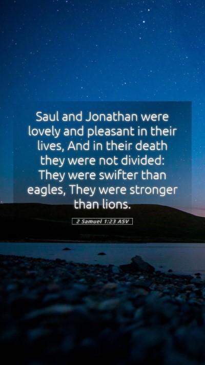 Picture 05 - 2 Samuel 1:23 ASV Mobile Phone Wallpaper - Saul and Jonathan were lovely and pleasant in - Mobile Bible Verse Wallpaper