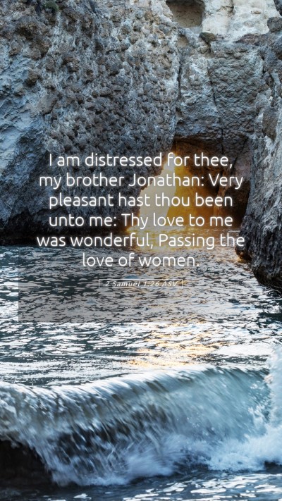 Picture 05 - 2 Samuel 1:26 ASV Mobile Phone Wallpaper - I am distressed for thee, my brother Jonathan: - Mobile Bible Verse Wallpaper