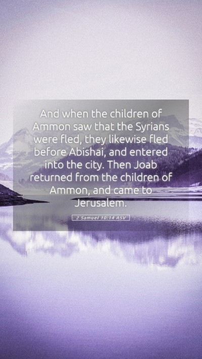 Picture 05 - 2 Samuel 10:14 ASV Mobile Phone Wallpaper - And when the children of Ammon saw that the - Mobile Bible Verse Wallpaper