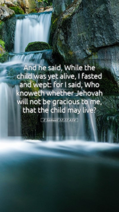 Picture 05 - 2 Samuel 12:22 ASV Mobile Phone Wallpaper - And he said, While the child was yet alive, I - Mobile Bible Verse Wallpaper