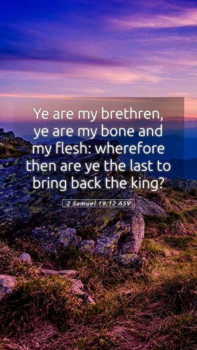 Picture 05 - 2 Samuel 19:12 ASV Mobile Phone Wallpaper - Ye are my brethren, ye are my bone and my flesh: - Mobile Bible Verse Wallpaper