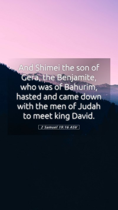 Picture 05 - 2 Samuel 19:16 ASV Mobile Phone Wallpaper - And Shimei the son of Gera, the Benjamite, who - Mobile Bible Verse Wallpaper