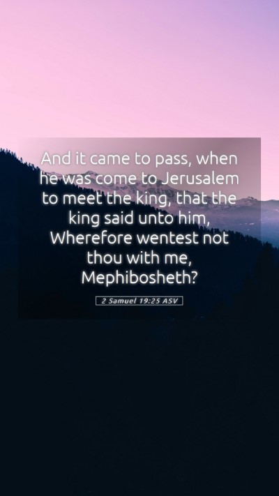 Picture 05 - 2 Samuel 19:25 ASV Mobile Phone Wallpaper - And it came to pass, when he was come to - Mobile Bible Verse Wallpaper