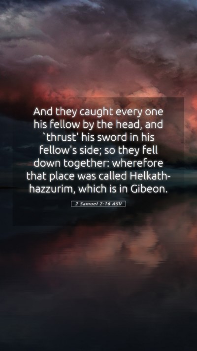 Picture 05 - 2 Samuel 2:16 ASV Mobile Phone Wallpaper - And they caught every one his fellow by the head, - Mobile Bible Verse Wallpaper