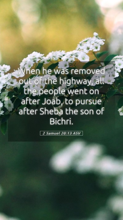 Picture 05 - 2 Samuel 20:13 ASV Mobile Phone Wallpaper - When he was removed out of the highway, all the - Mobile Bible Verse Wallpaper