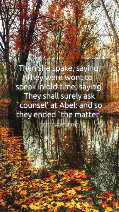 Picture 05 - 2 Samuel 20:18 ASV Mobile Phone Wallpaper - Then she spake, saying, They were wont to speak - Mobile Bible Verse Wallpaper