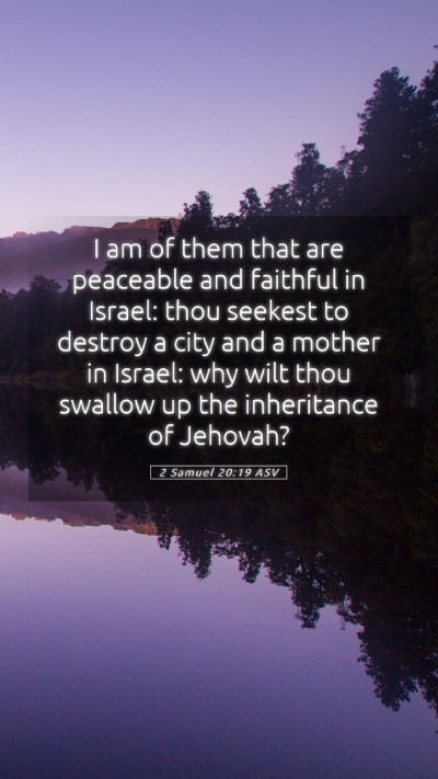 Picture 05 - 2 Samuel 20:19 ASV Mobile Phone Wallpaper - I am of them that are peaceable and faithful in - Mobile Bible Verse Wallpaper