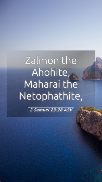 Picture 05 - 2 Samuel 23:28 ASV Mobile Phone Wallpaper - Zalmon the Ahohite, Maharai the - Mobile Bible Verse Wallpaper