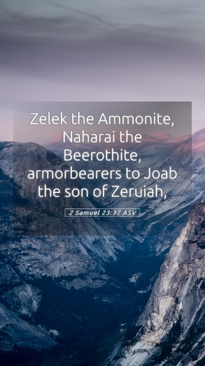 Picture 05 - 2 Samuel 23:37 ASV Mobile Phone Wallpaper - Zelek the Ammonite, Naharai the Beerothite, - Mobile Bible Verse Wallpaper