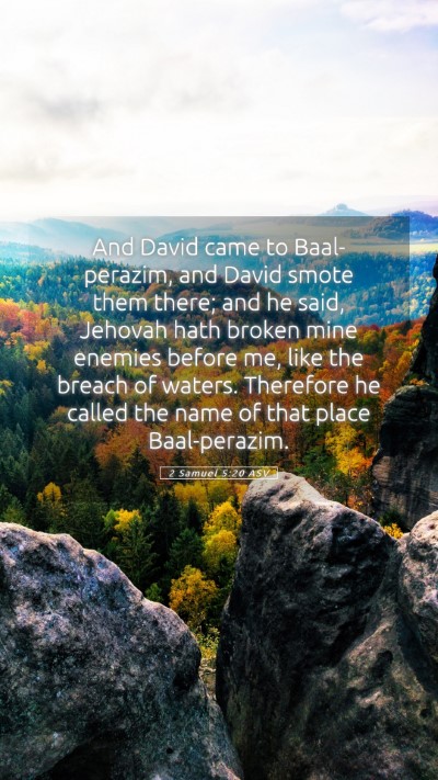 Picture 05 - 2 Samuel 5:20 ASV Mobile Phone Wallpaper - And David came to Baal-perazim, and David smote - Mobile Bible Verse Wallpaper