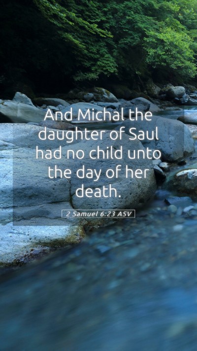 Picture 05 - 2 Samuel 6:23 ASV Mobile Phone Wallpaper - And Michal the daughter of Saul had no child unto - Mobile Bible Verse Wallpaper